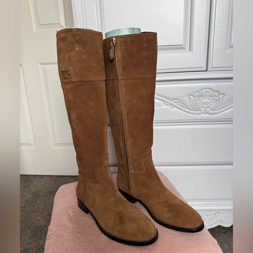 Tory Burch Tan Suede Over the Knee Boots